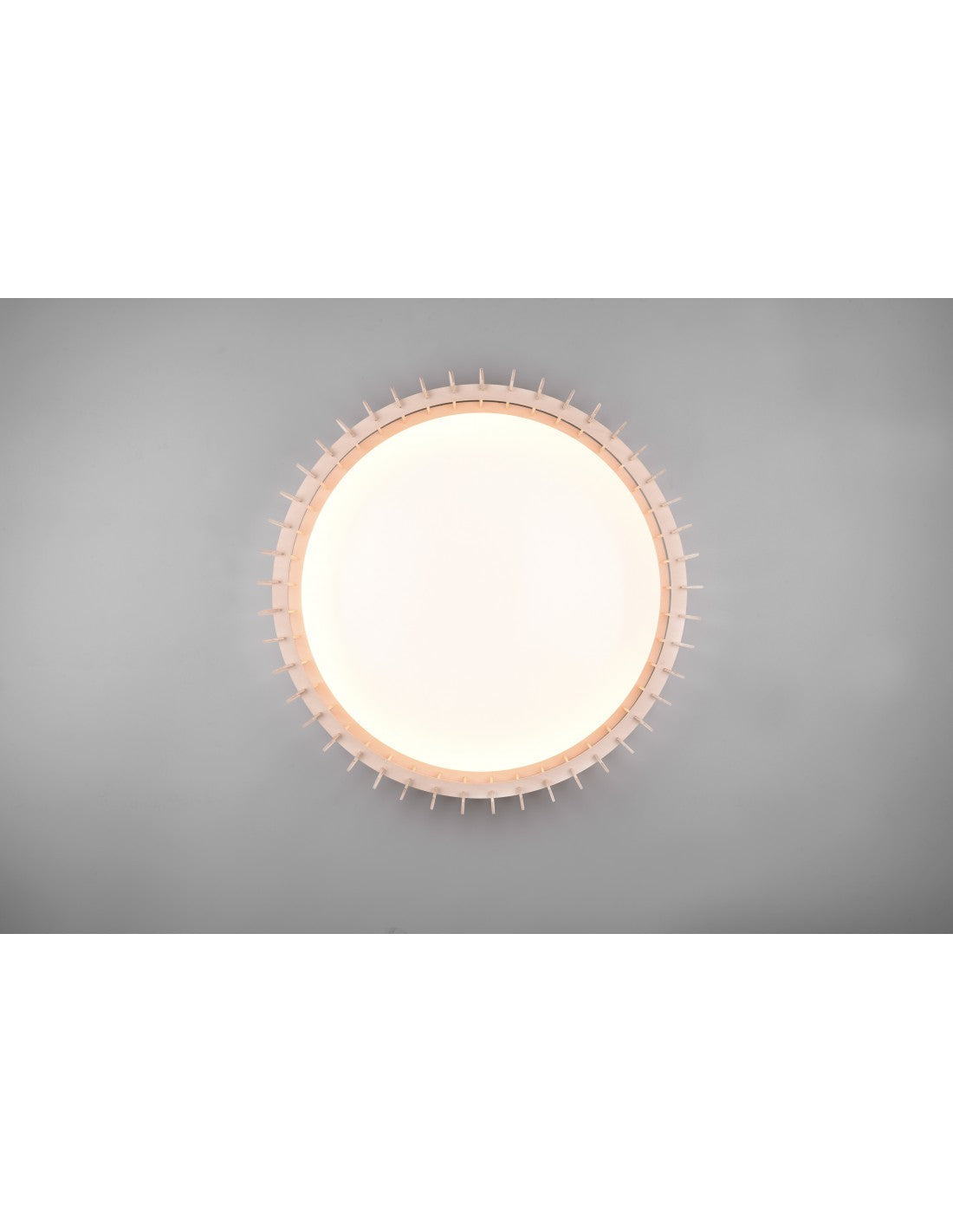 Plafoniera Legno Naturale Led 38w Dimmer Monte Trio Lighting