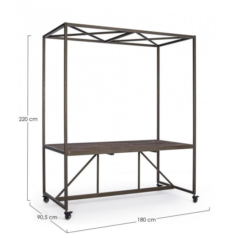 Tavolo industriale espositore con tetto 180x220h cm