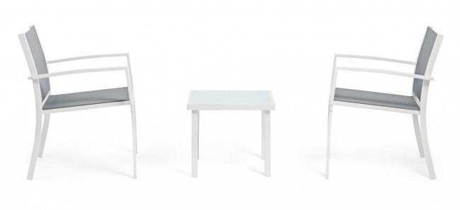 Set 3 pezzi da giardino salotto in metallo Auri bianco