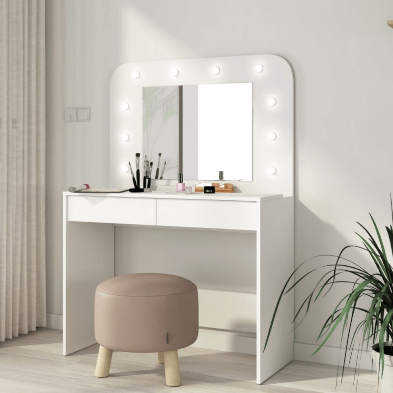 Toilette 1780 con specchio luci e cassetti bianco EFFEZ