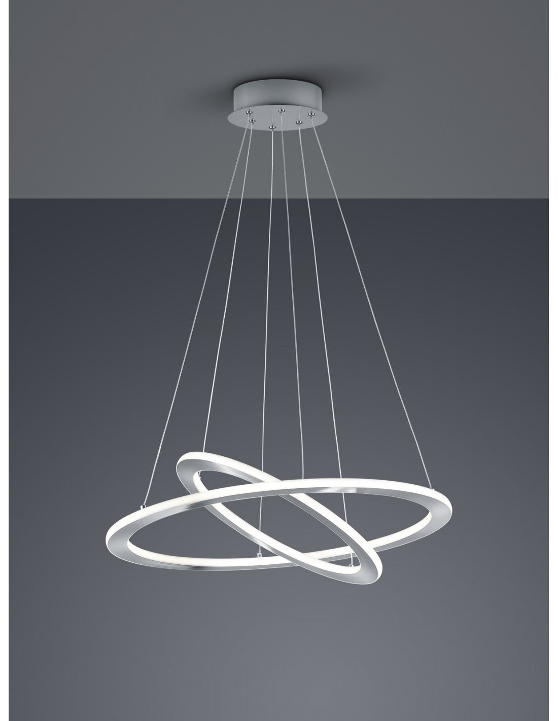Sospensione Led Dimmerabile 2 Anelli Durban Nichel Ø60 cm Trio Lighting