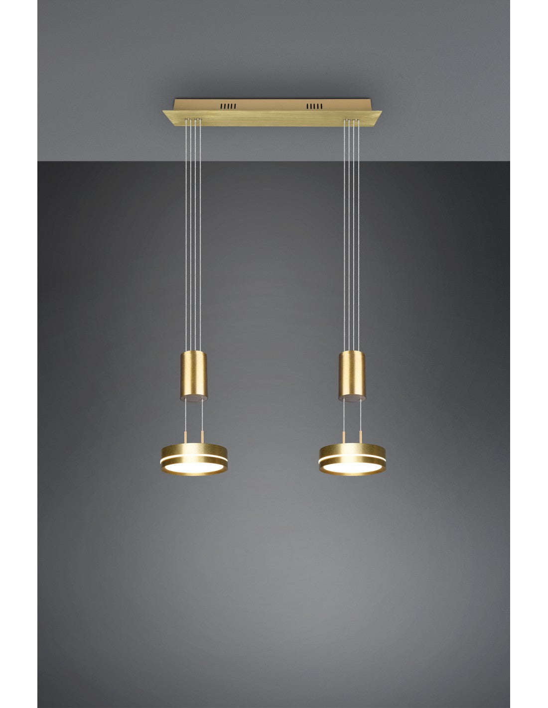 Sospensione Diffusori Disco Led Dimmer Franklin Ottone Trio Lighting