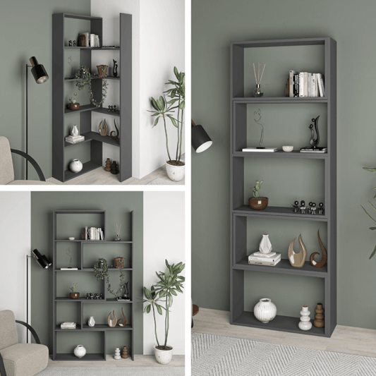 Libreria Wish estensibile angolare antracite 200h