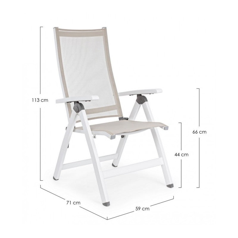 Poltrona per esterno Pieghevole CRUISE Bianco 59x71x h 113 cm