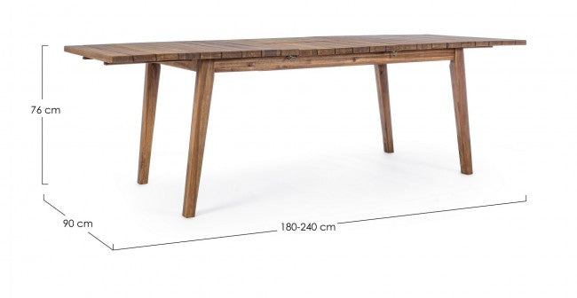 Tavolo per esterno allungabile in legno VARSAVIA 180-240x90x h76 cm