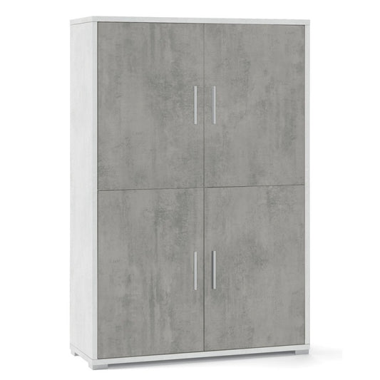 Credenza quattro ante quattro ripiani in legno Bianco Cemento 108x41x h161 cm