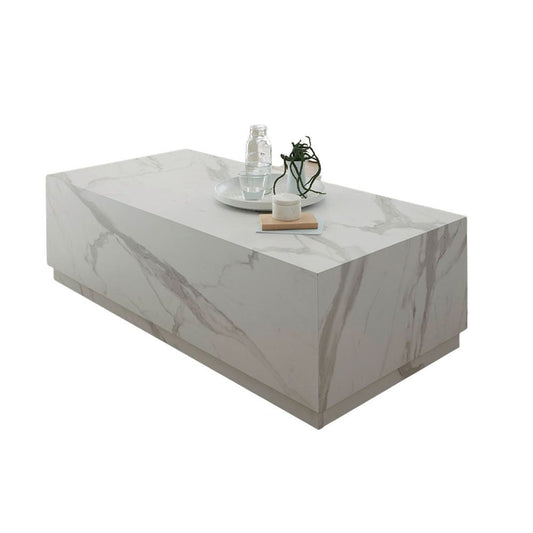Tavolo da salotto Marko effetto marmo bianco