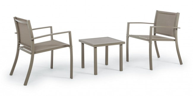 Set giardino da 3 salotto metallo tortora Auri