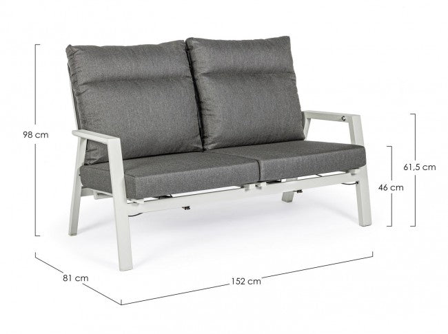 Divano 2 posti reclinabile da esterno 152x81x98h cm