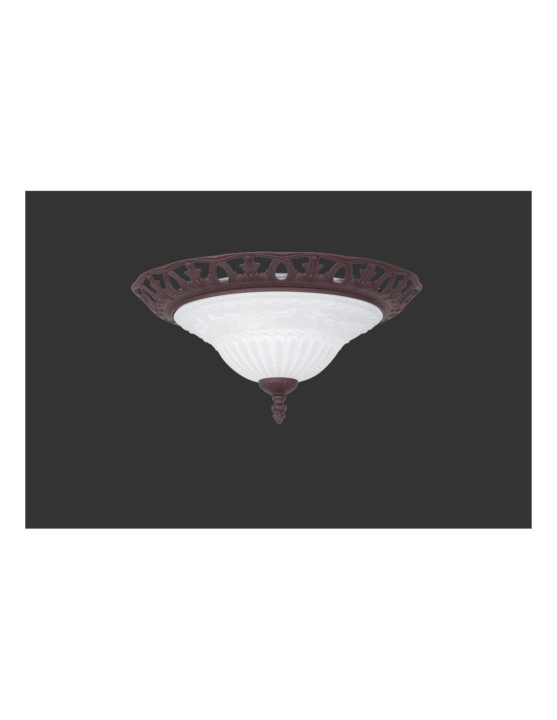 Plafoniera Rustica Ruggine 2 x E27 Vetro Opale Ø38 cm Trio Lighting