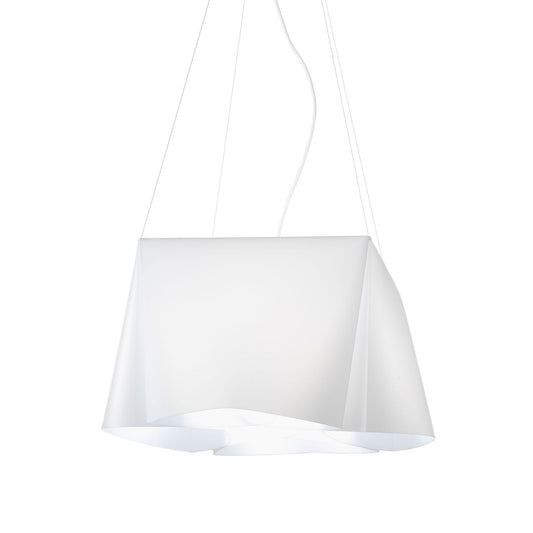 Sospensione 3 Luci Bianco in Metallo Cromato Cm. 59 x 31h