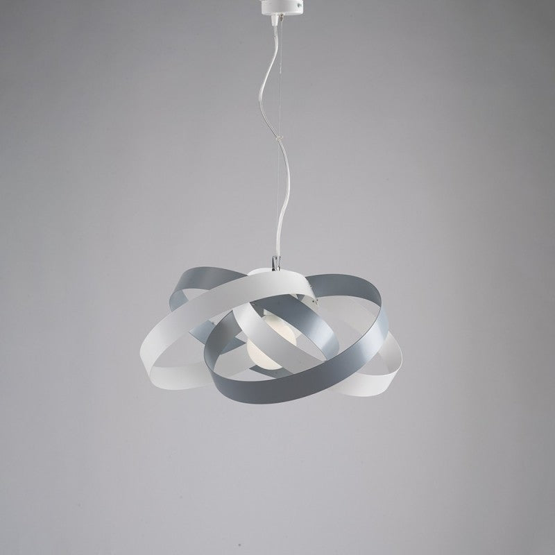Lampadario moderno sospensione in ferro Bianco e Grigio una luce  cm 54x h25