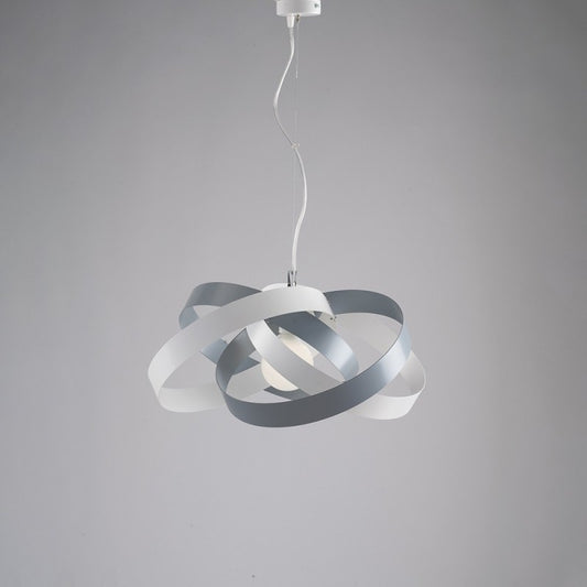 Lampadario moderno sospensione in ferro Bianco e Grigio una luce  cm 54x h25
