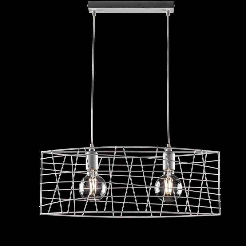 Lampadario industrial a sospensione in ferro Bianco Argento  61x h25 cm