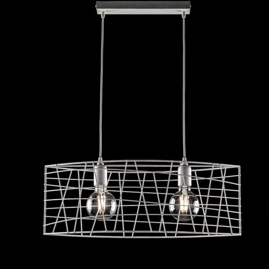 Lampadario industrial a sospensione in ferro Bianco Argento  61x h25 cm