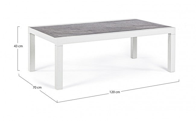 Tavolino per esterno in alluminio Bianco KLEDI LUNAR 120x70x h43 cm
