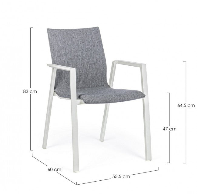 Sedia da giardino esterno bianco grigio impilabile