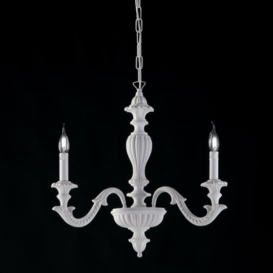 Lampadario in legno Bianco shabby tre luci 43x h57 cm