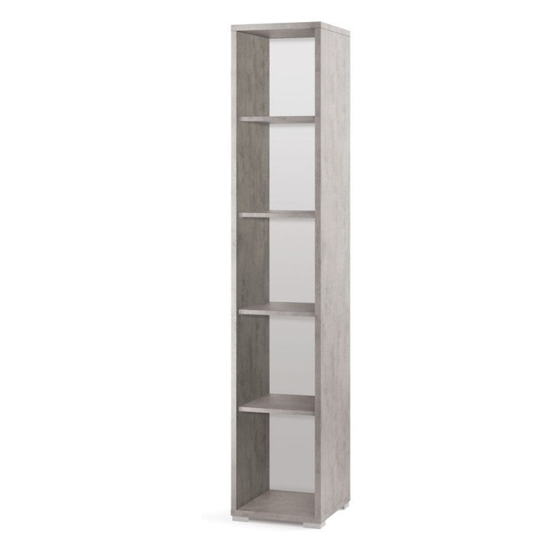 Libreria moderna alta in legno Beton Cemento quattro ripiani 39x41x h199 cm