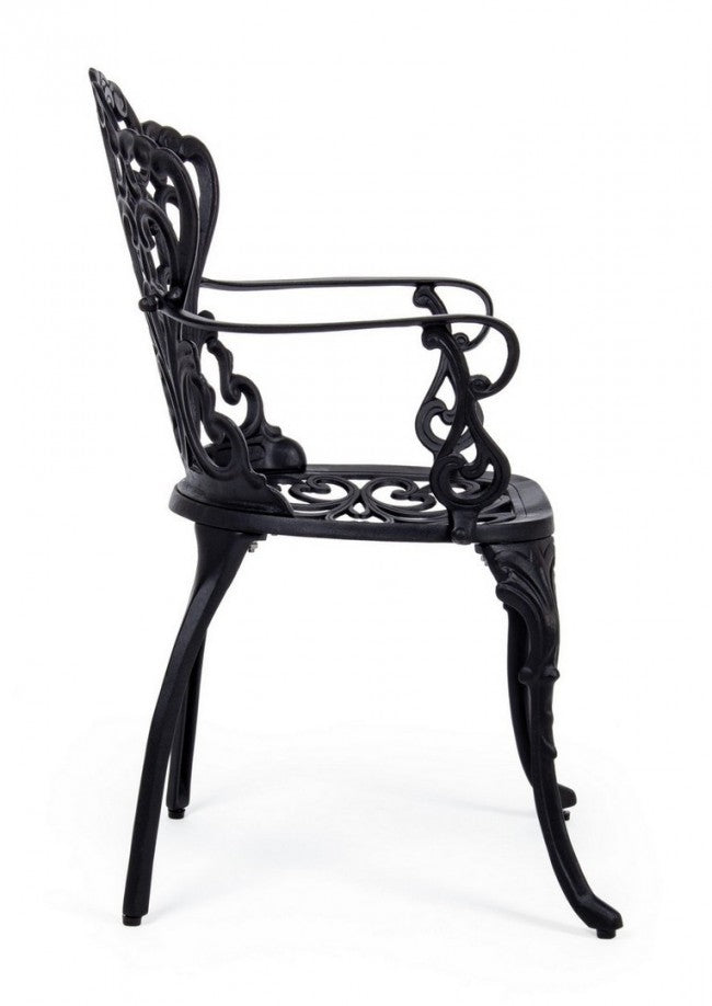 Sedia alluminio antracite esterno barocco cm 57.5x  58 x  87.5h