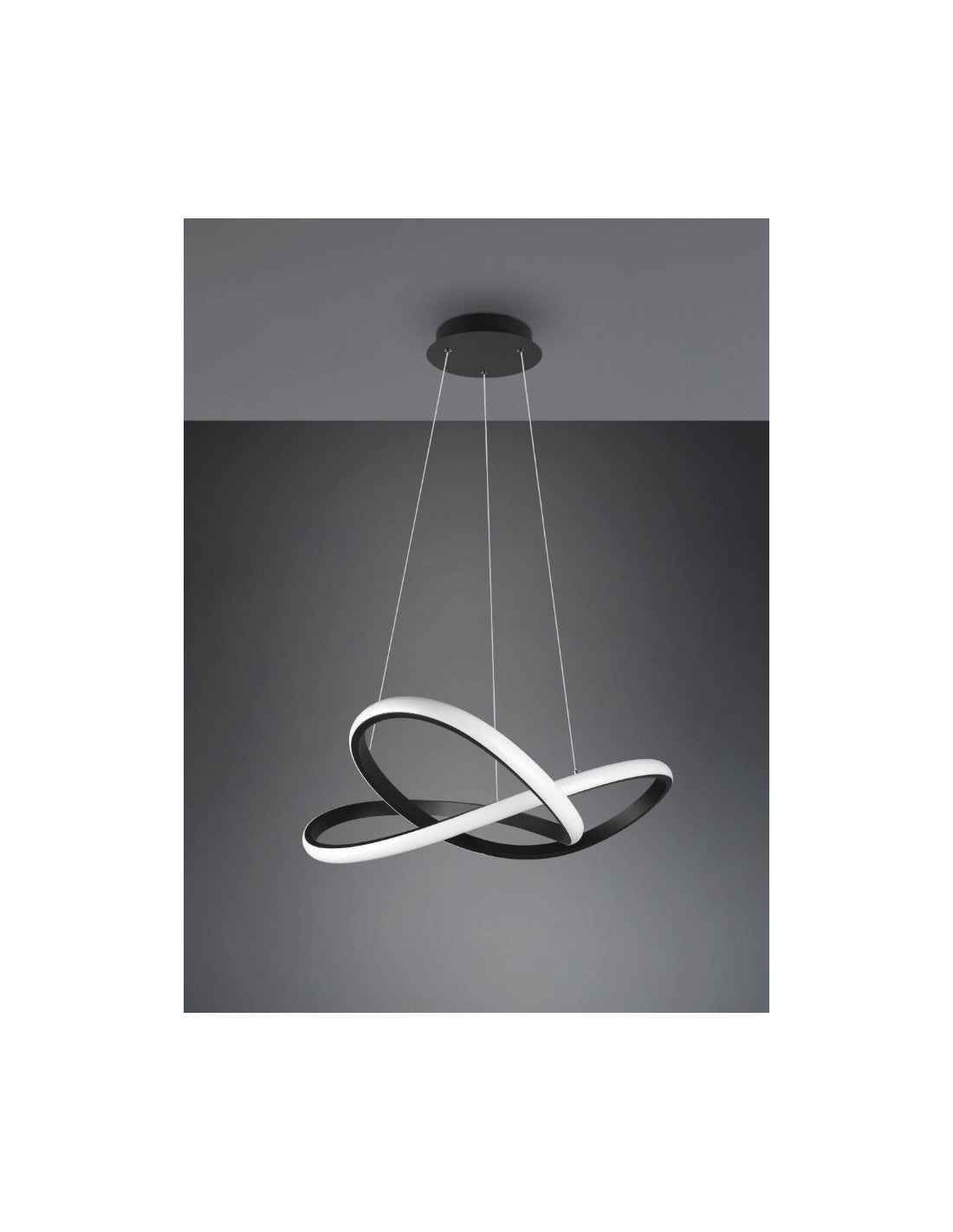 Sospensione Moderna Course Nera Led Dimmer 27W Ø60 cm Trio Lighting