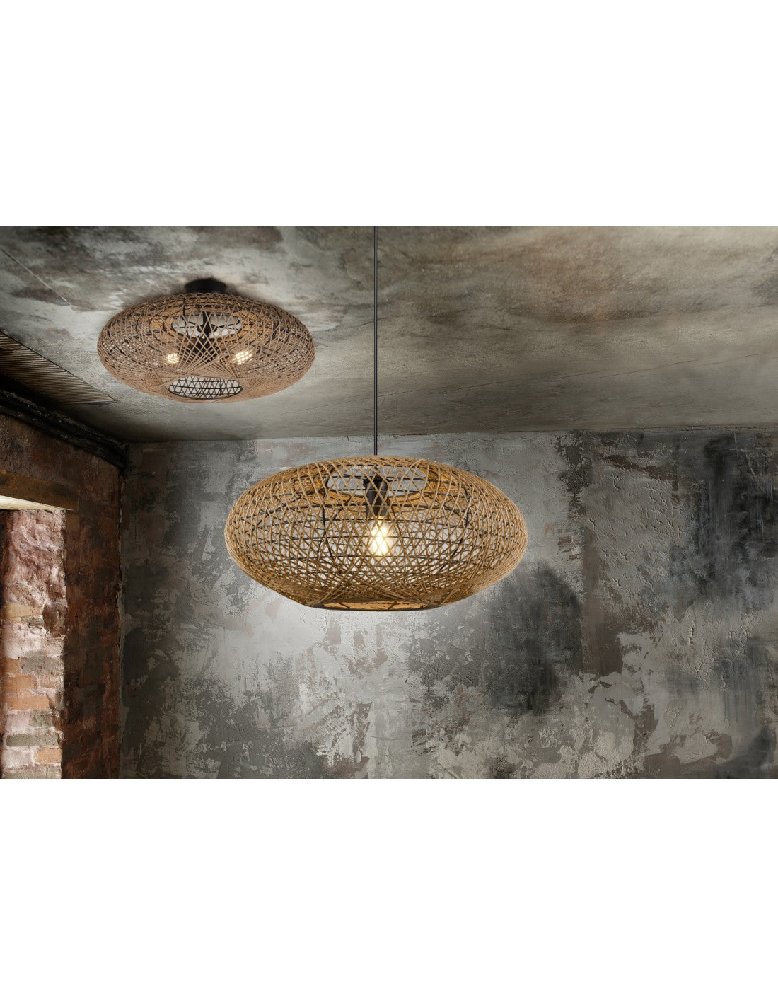 Plafoniera Paralume Fibre Naturali Hedda Trio Lighting
