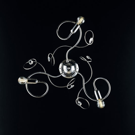 Plafoniera in ferro cromato lucido con strass in cristallo 3 luci  47xh.21 cm