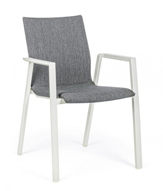 Sedia da giardino esterno bianco grigio impilabile
