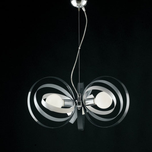 Lampadario in ferro Bianco Grigio tre luci rifiniture Cromo 58x h30 cm