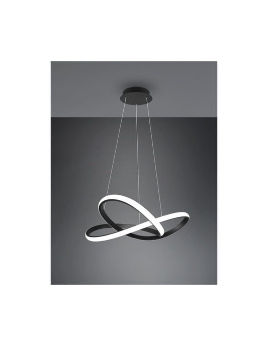 Sospensione Moderna Course Nera Led Dimmer 27W Ø60 cm Trio Lighting