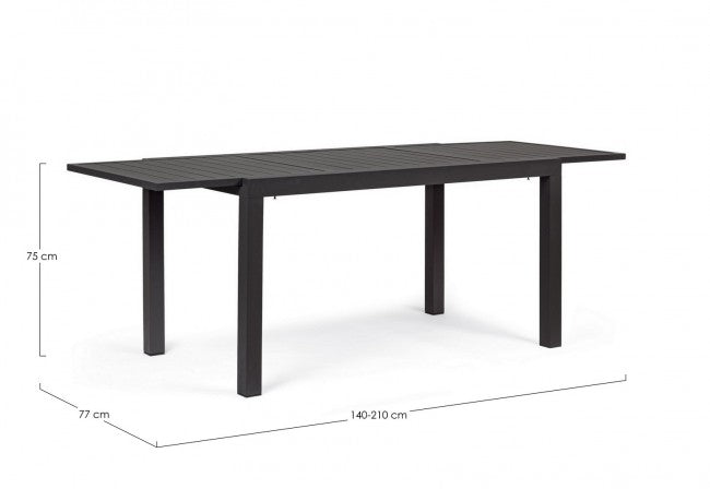 Tavolo da esterno allungabile in alluminio Antracite cm 140-210x77x h75