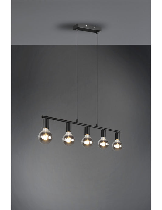 Sospensione 5xE27 Vannes Nero L82 cm Trio Lighting