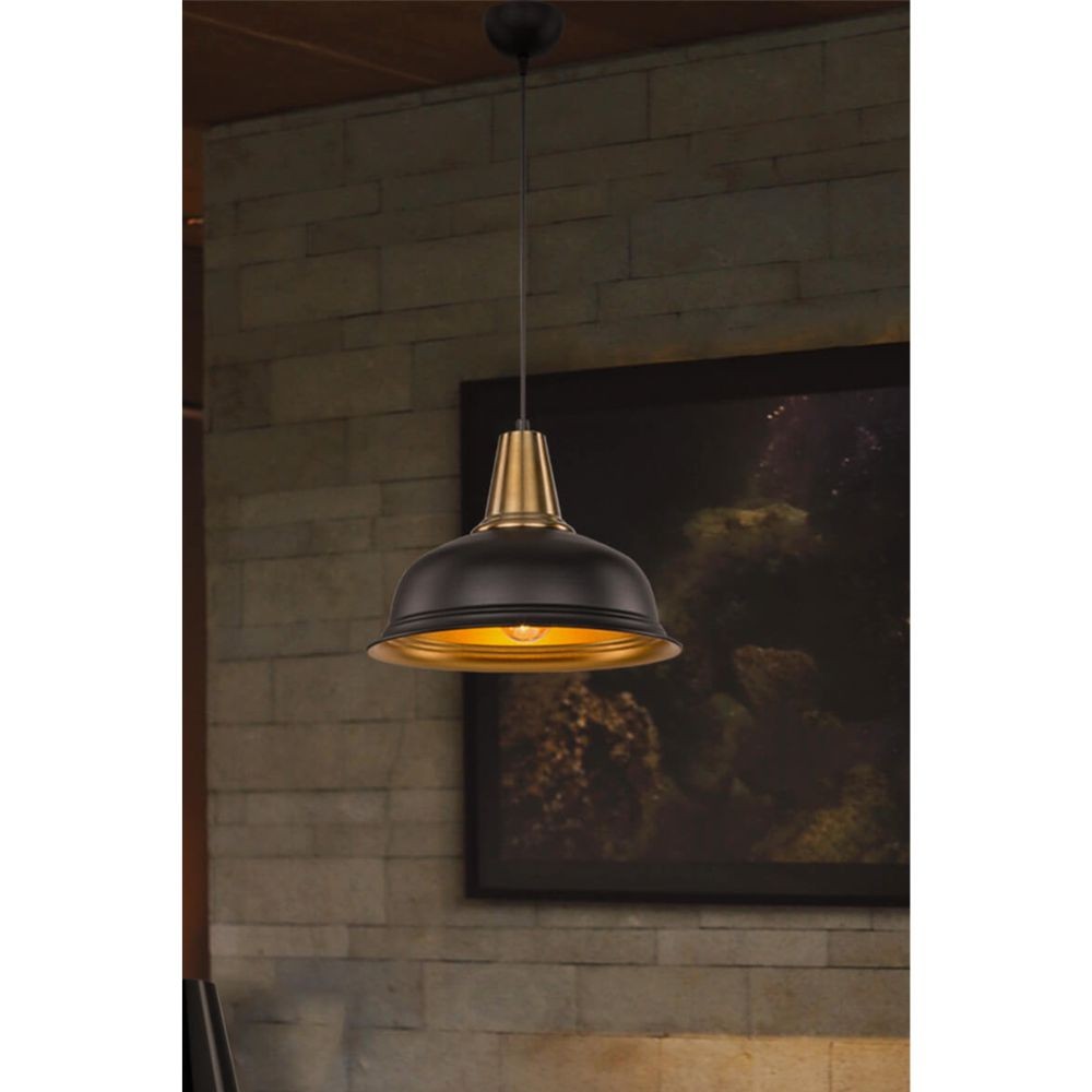 Lampada a sospensione Rena ASZ1341 metallo nero interno oro EFFEZ