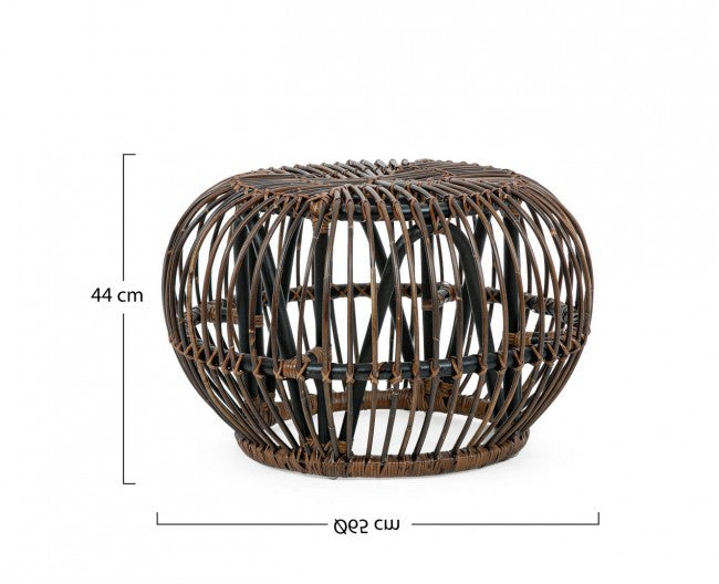 Tavolino Pouf per esterno in rattan Marrone DORADAL diametro 65x h44 cm