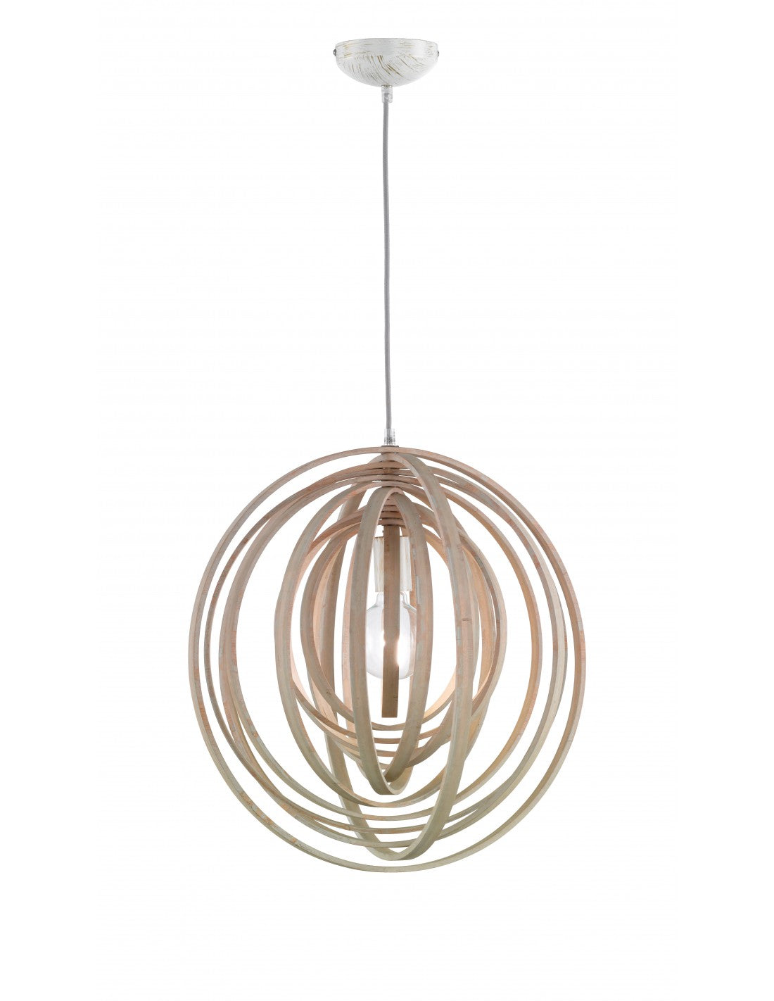 Sospensione Cerchi Rotanti Boolan Legno Chiaro Trio Lighting