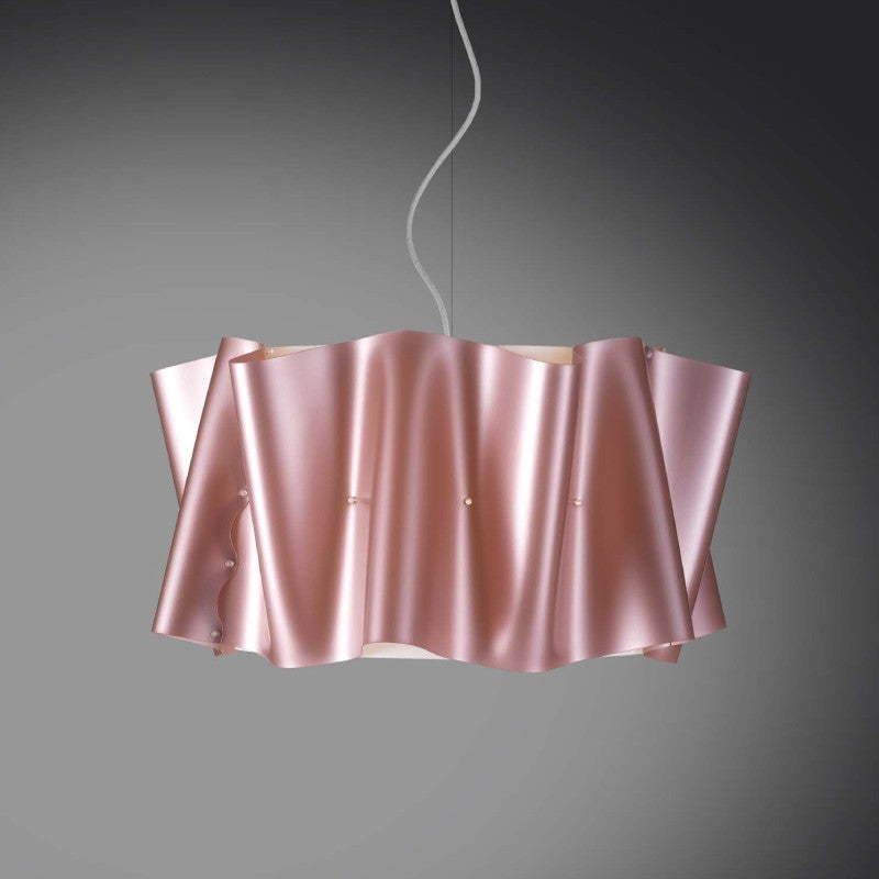 Lampadario a sospensione cinque luci luci FOLIO paralume in Polilux Rosa diametro 60x h32 cm