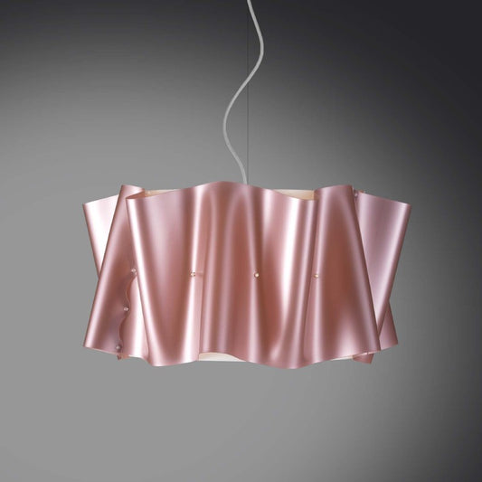 Lampadario a sospensione cinque luci luci FOLIO paralume in Polilux Rosa diametro 60x h32 cm