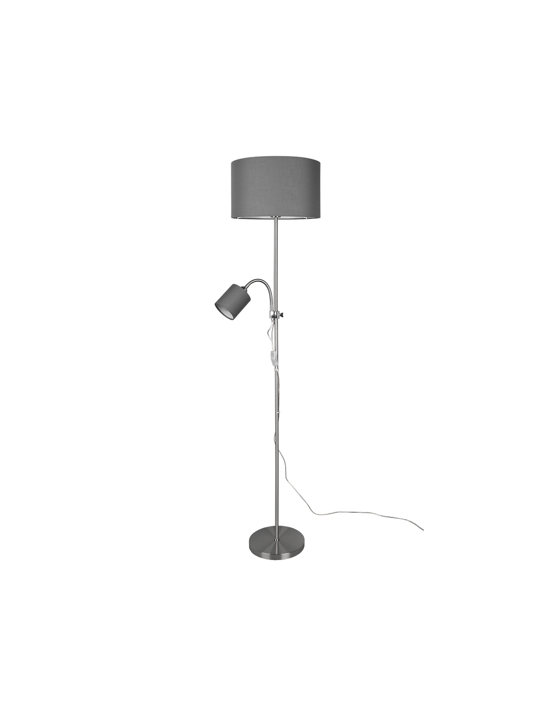 Piantana Owen 1xE27+Spot Nichel E Tessuto Grigio L36 cm Trio Lighting
