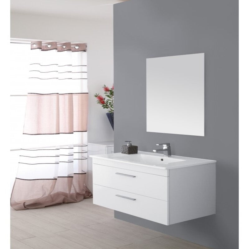 Composizione bagno a sospensione Bianco due cassetti 81x47,5x h51 cm