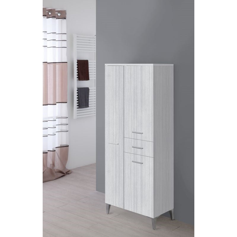 Armadietto da Bagno Grigio tre ante e un cassetto 60x35x 148,5 cm