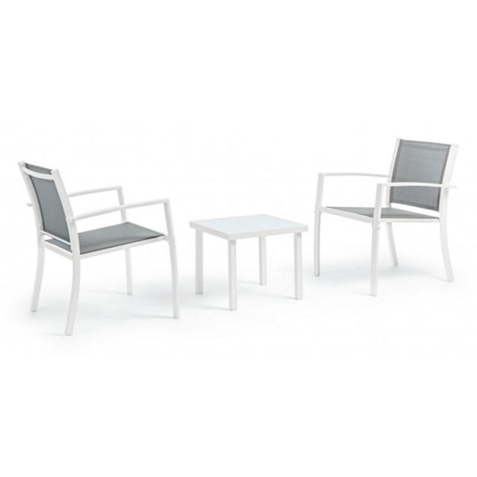 Set 3 pezzi da giardino salotto in metallo Auri bianco