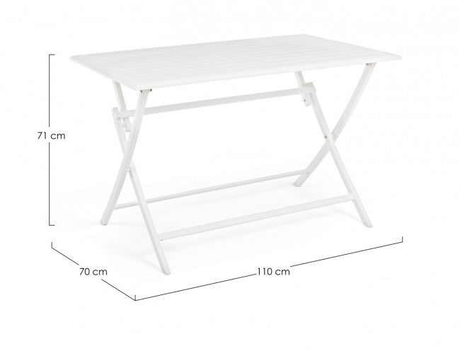 Tavolo per esterno in alluminio Bianco ELIN 110x70x h71 cm