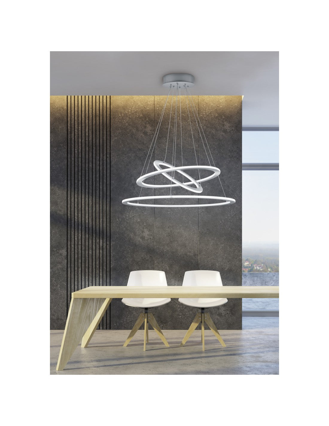 Sospensione Led Dimmerabile 3 Anelli Durban Nichel Ø80 cm Trio Lighting