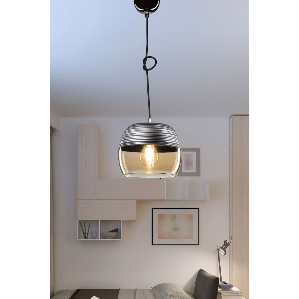 Lampada a sospensione Punto ASZ0857 diffusore bicchiere rovesciato nero EFFEZ