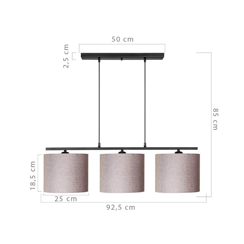 Lampada a sospensione Medusa ASZ1532 con paralumi tessuto beige EFFEZ