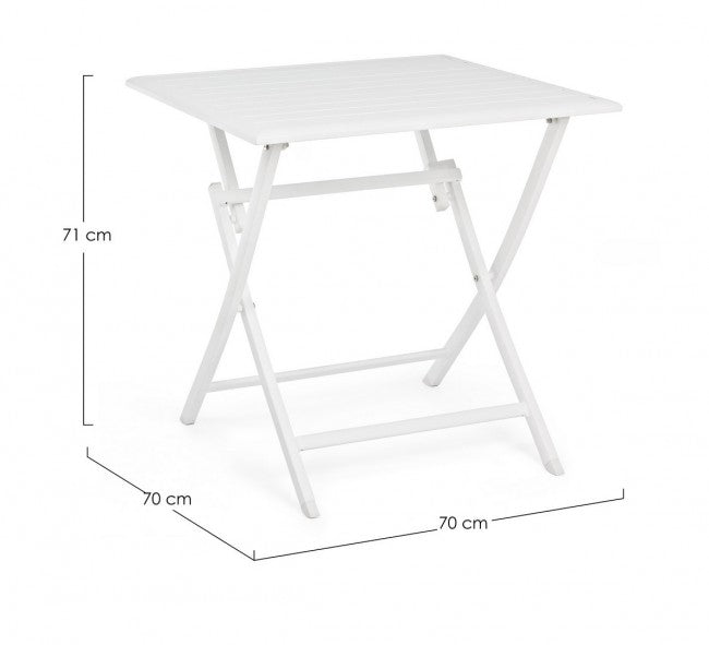 Tavolo da esterno pieghevole in alluminio Bianco ELIN 70x70x h71 cm