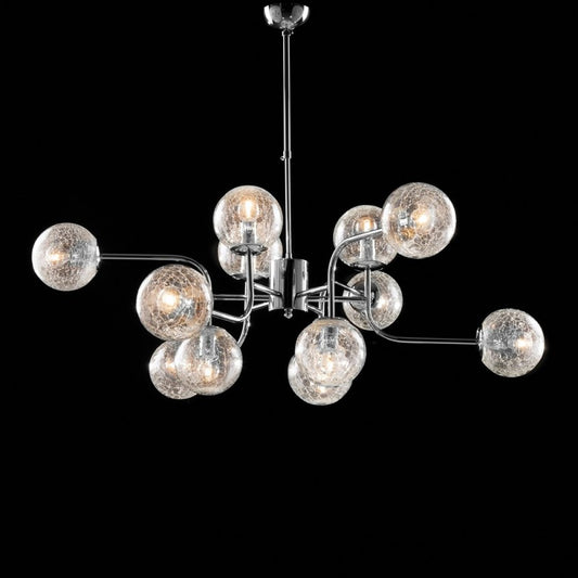 Lampadario moderno in ferro cromo lucido 12 luci  cm 105