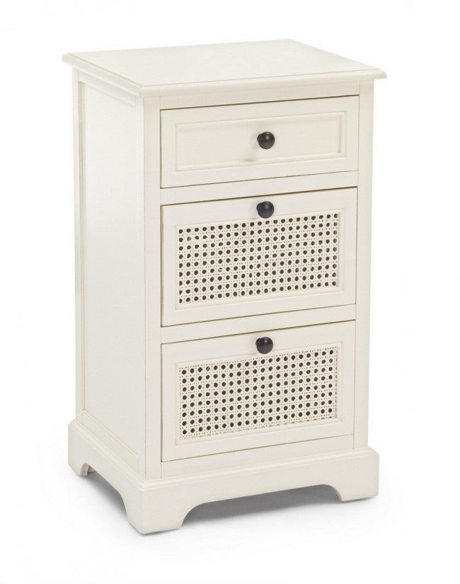Cassettiera in legno tre cassetti Bianca AMABEL 40x32x h70 cm
