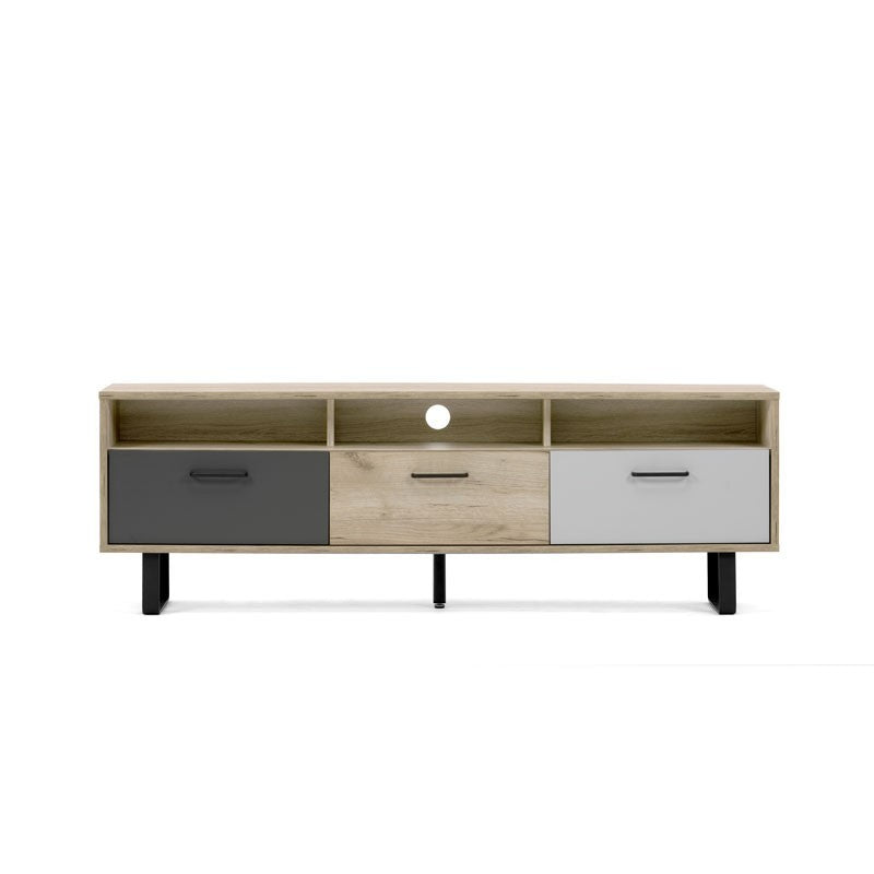Base Porta TV con 3 ante a ribalta colore rovere e grigio 160x35xh.53 cm EFFEZ