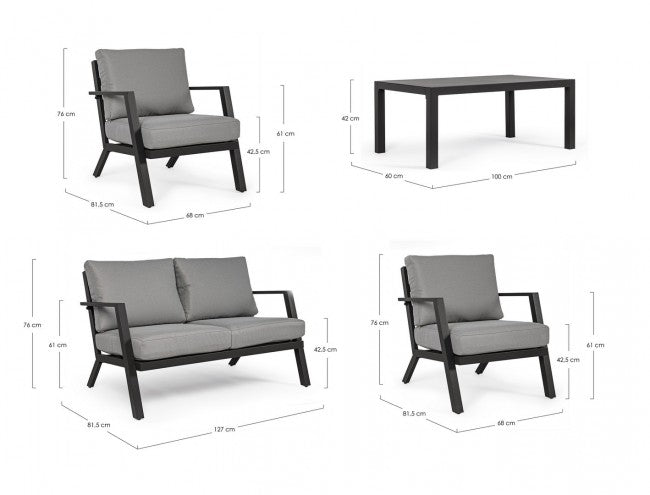 Set da giardino salotto antracite YK13 4 pezzi